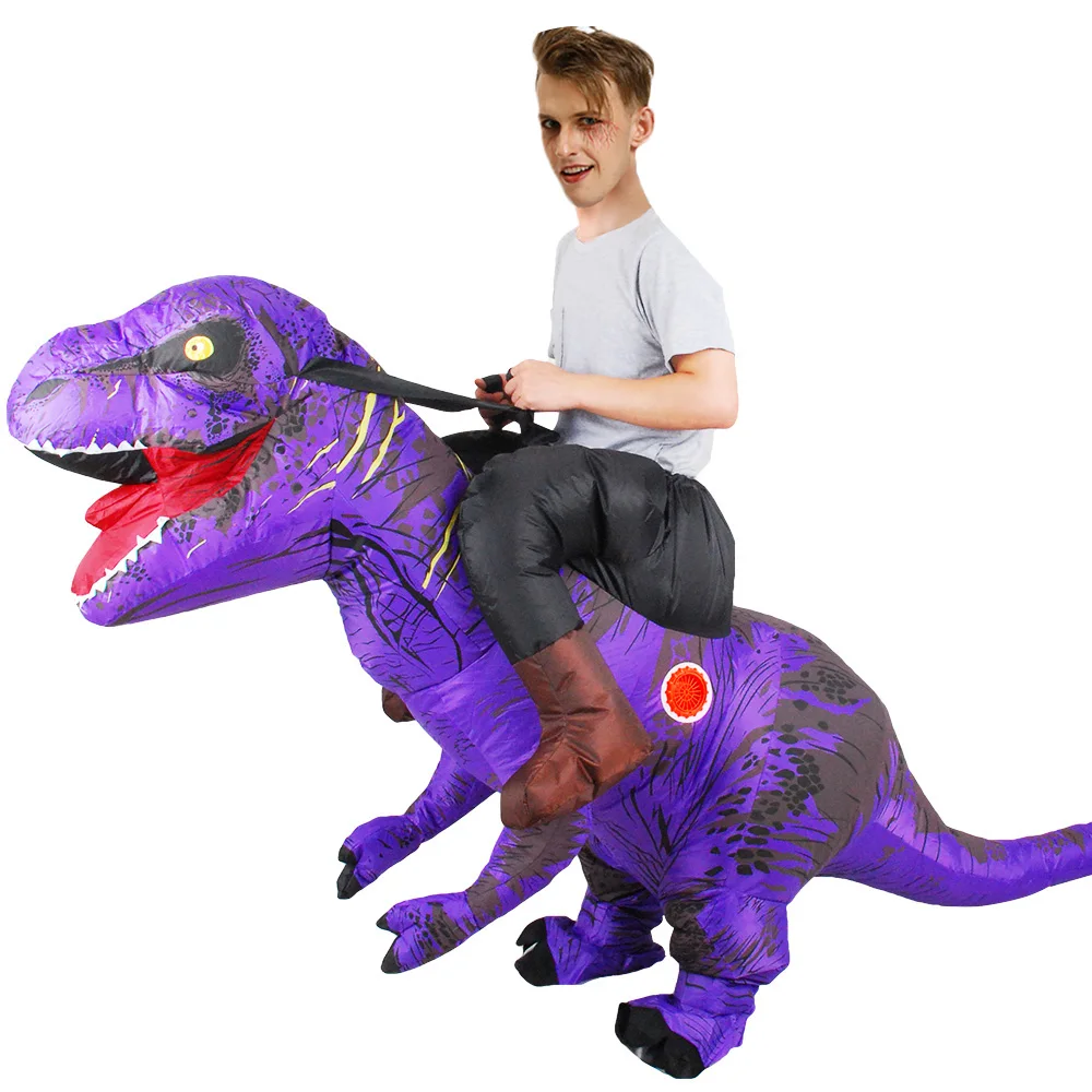 KOOY надувной костюм динозавра T REX костюмы наездника Пурима Карнавальный костюм для вечеринки косплей костюм на Хэллоуин для мужчин женщин детей