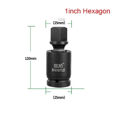 25mm Hexagon Ударный Универсальный шарнирный разъем поворотный комплект 1/" 3/8" 1/" 1" 3/4 привод хром Moly Соединительный Набор адаптер для ручного/пневматического гаечного ключа - Цвет: 25mm Hexagon