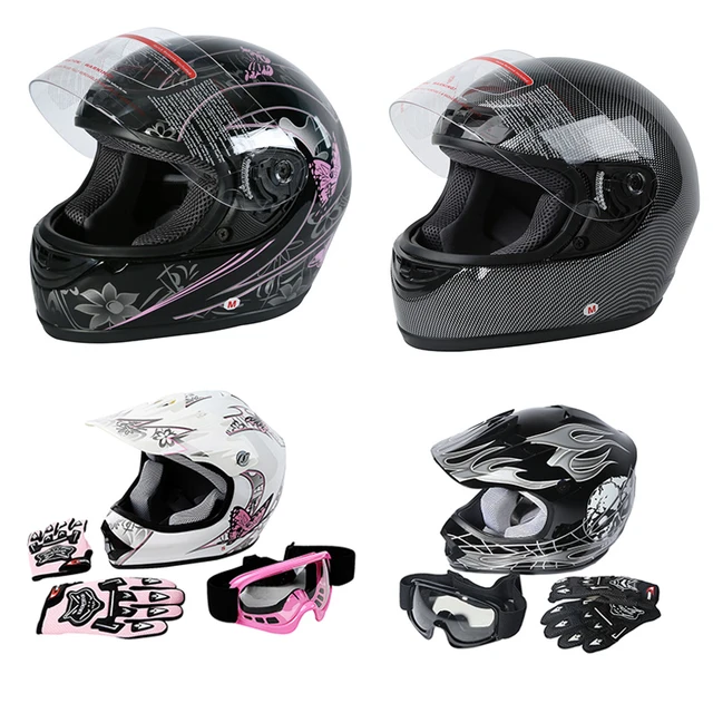 Kinder Moto cross Helm Motorradhelm Brille Handschuhe S M L