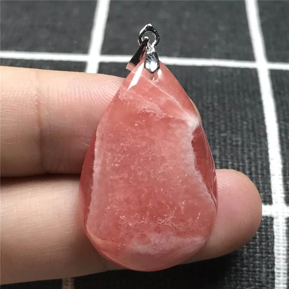 

Natural Rhodochrosite Pendant For Women Red Argentina Crystal Water Drop Stone 31x20x6mm Beauty for Women Stone Jewelry AAAAA