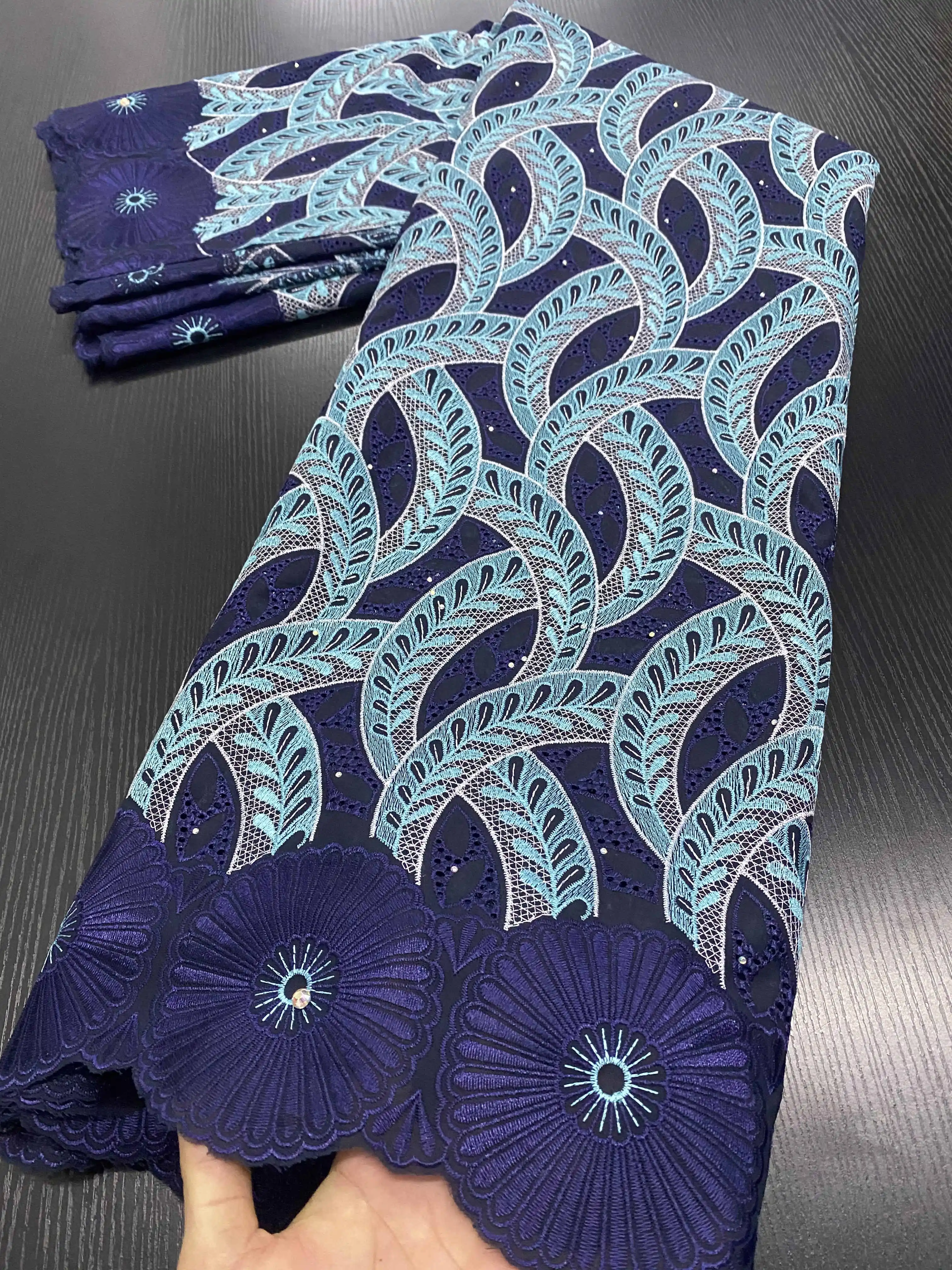 African Cotton Lace Fabric 2021 High Quality Swiss Voile Lace In Switzerland Nigerian Lace Fabrics For Wedding Dress YA3410B-5