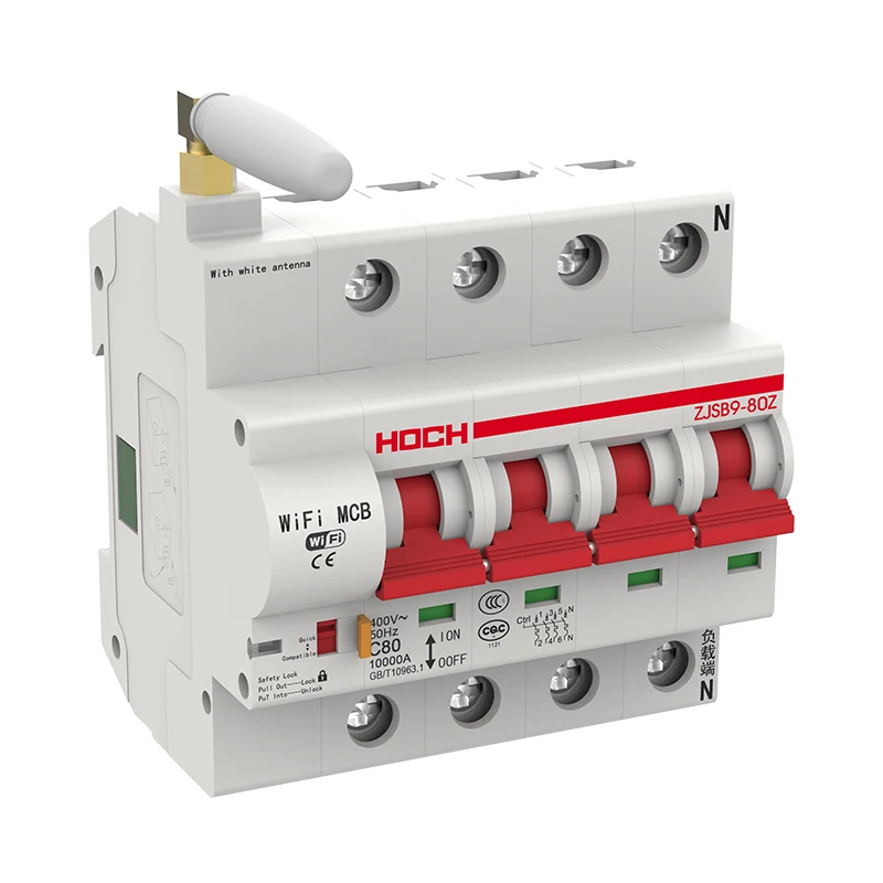 

HOCH WIFI Circuit Breaker Factory 4P smart Ewelink Tuya intelligent Automatic Remote Control Energy monitoring Antenna Switch