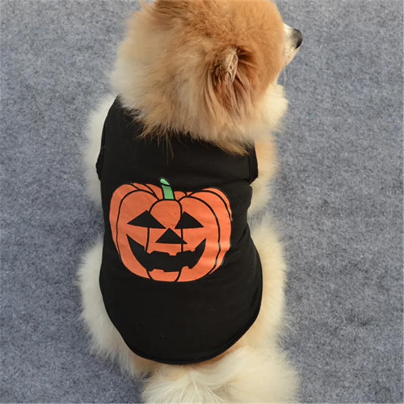 New Dog Clothes Halloween Carnival Funny Pet Dog Hoodies Spring Pumpkin Christmas Pet Dress Costume Pets T-shirt Vest - Цвет: Черный