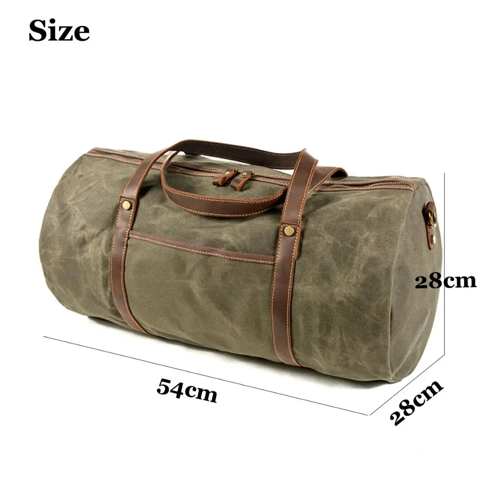 Retro Style Waterproo Travel Bag Large Capacity Men Outdoor Duffel Bags Europen Male Travel Handbags Waxed Canvas 6