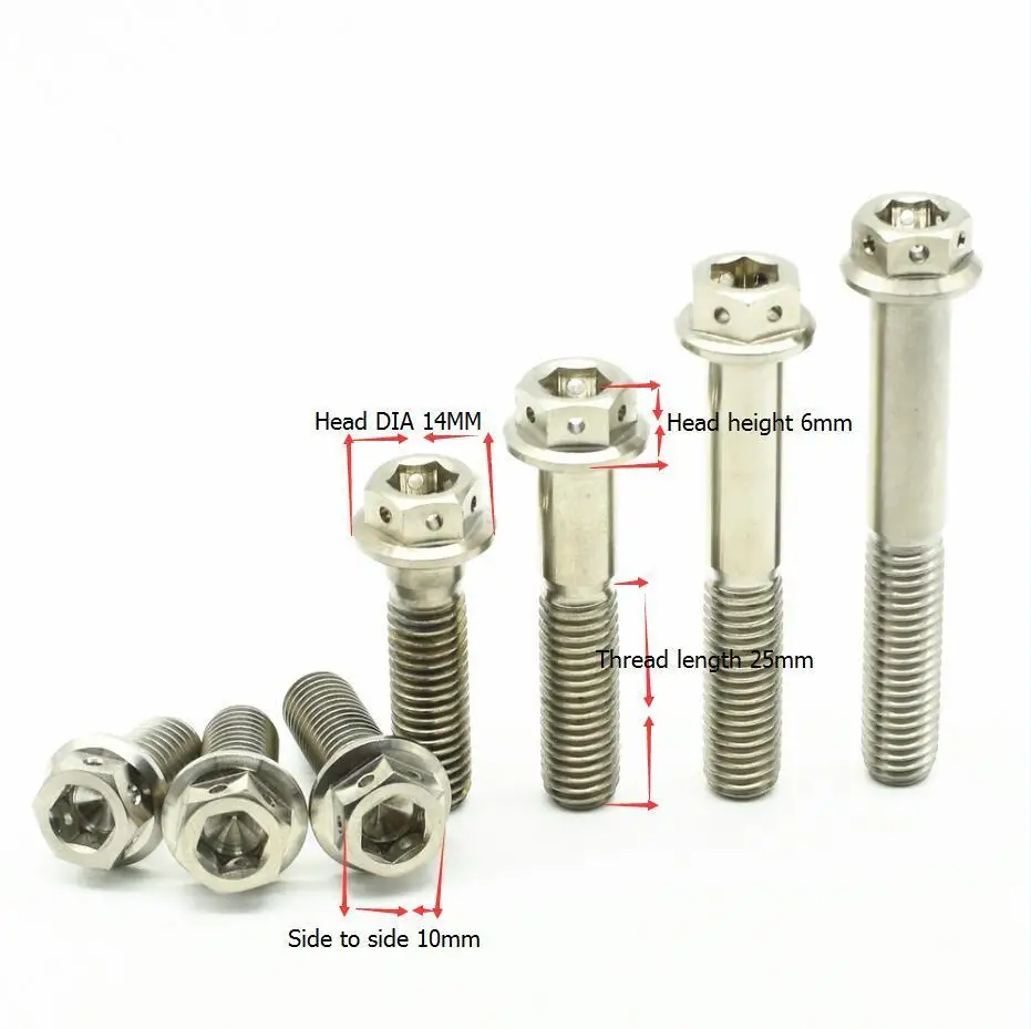 Титановые болты M8 15 мм-50 мм Ti Болт стальной цвет двигатель велосипед шестигранные полые винты с фланцевой головкой Ti крепеж 4 шт