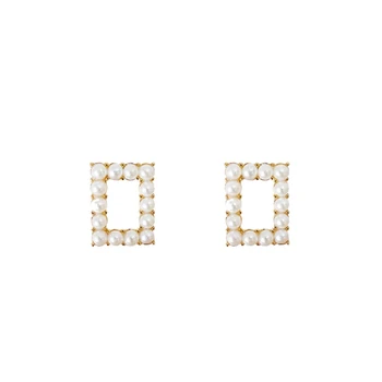 

UXN252 925 Silver Needle Pearl Ear Nail Simple Female Compact Temperament Korean Personality Small Ear Drops Delicate Earrings