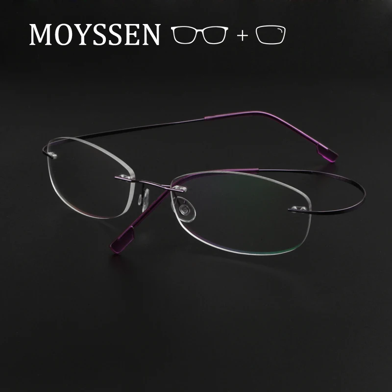 Classic Optical Myopia Presbyopic Glasses Titanium Alloy Rimless Frame Women Female Ultal Light Prescription Eyewear |