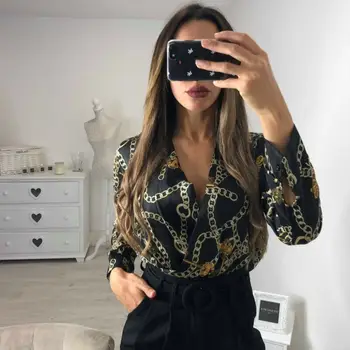 

2019 Fashion Brand New Hot Sales Womens Casual Floral V Neck Tops Jumpsuit Long Sleeve Bodysuit Leotard Romper