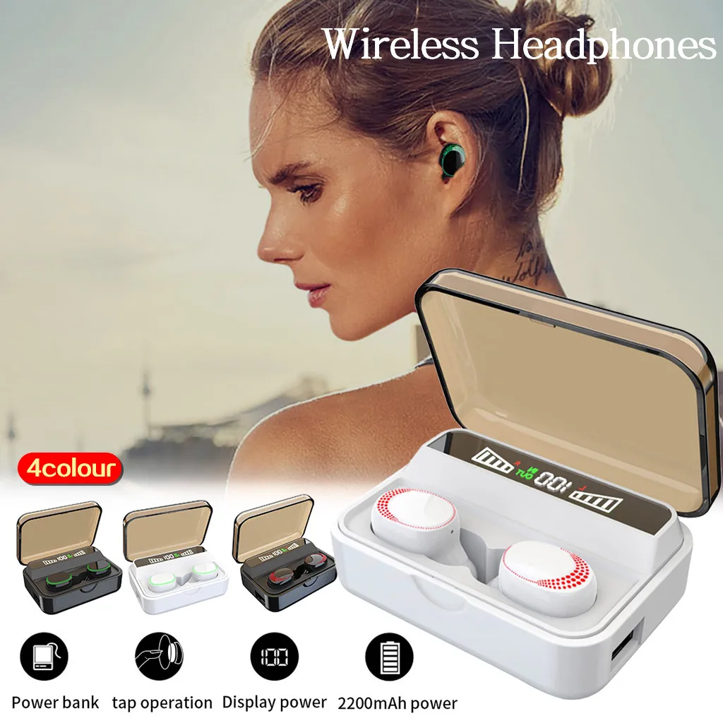 Беспроводная bluetooth-гарнитура, наушники-вкладыши 5,0, цифровой дисплей, бинауральные, водонепроницаемые, стерео наушники-вкладыши, игровые наушники, спортивные наушники