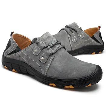 

Trendy Design Autumn Men Casual Shoes Comfortable Breathable Men Male Soft Leather Outdoor Climbing Flat Shoes