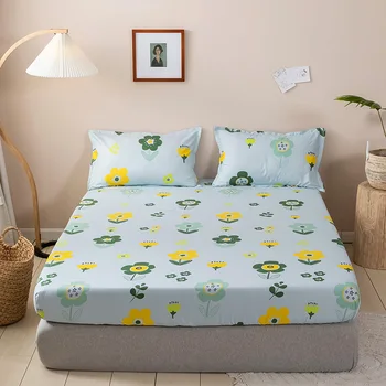 

Quality Bed Sheet and Pillowcase Fitted Sheet Bed Linen with Elastic Bands Double Queen King Full Twin Mattress Cover Bedspread