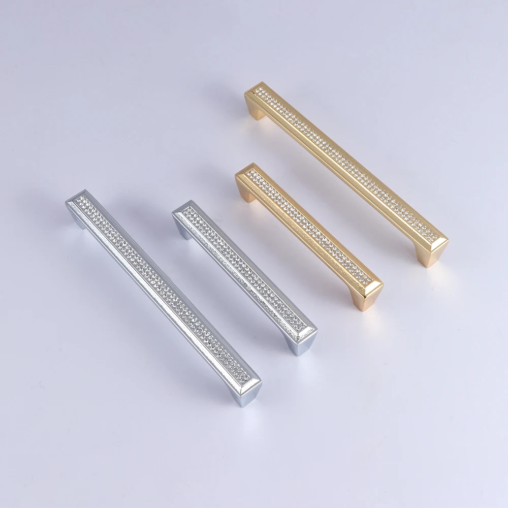 

All Metal Cabinet Handles and Pulls with Crystal Drawer/Furniture Knobs with Screws Euro Style Bundle Sale Gold Polished Chrome