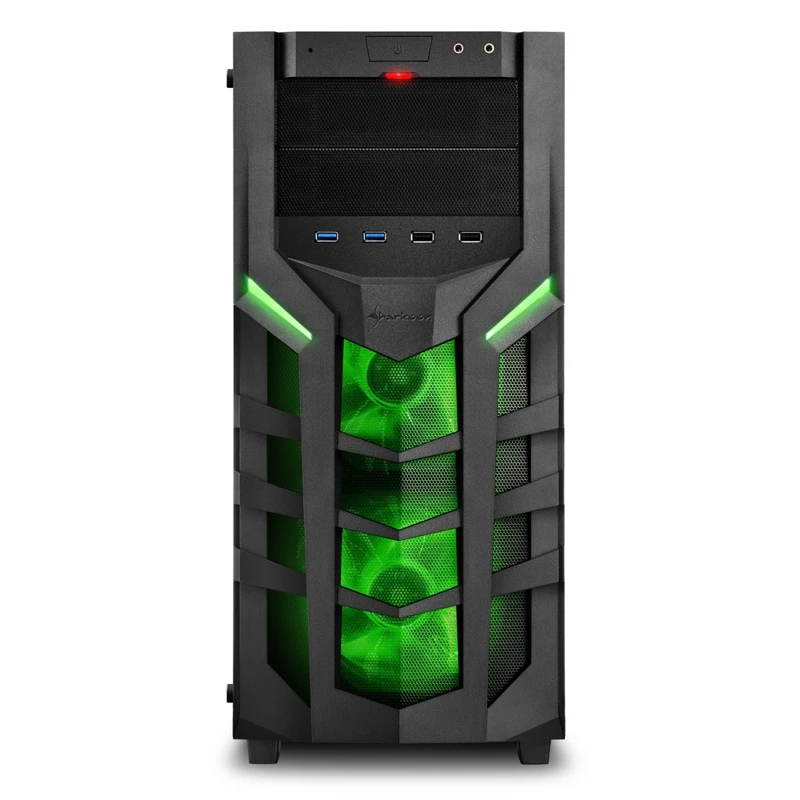 Корпус Sharkoon DG7000-G green ATX, mATX, Mini-ITX, Midi-Tower, 2xUSB 2.0, 2xUSB 3.0, Audio, 3x140mm fan, без БП, led blue