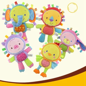 

Newborn Kids Rattle Toys Pacify Doll Cartoon Animal Elephant/monkey/lion/rabbit Plush Baby Stroller Crib Hanging Infant Gifts