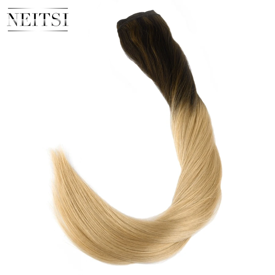 Neitsi Straight Double Drawn Remy Human Hair Extensions 22" 55cm 100g/pc Natural Hair Weft Bundles Vanilla Caviar Balayage Color
