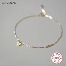 

CCFJOYAS 925 Sterling Silver Heart Shaped Bracelets for Women Korean Style Lover Link Chain Bracelet Fashion Jewelry Gift
