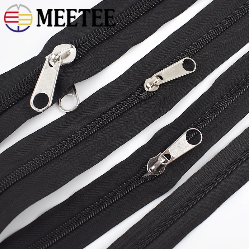 5/10Meters 35810 Black Nylon Coil Zippers In Roll with Sliders for