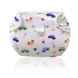 Fraldas de algodão reutilizáveis para bebê, calças de treinamento infantil quatro estações, com bolsos de velcro