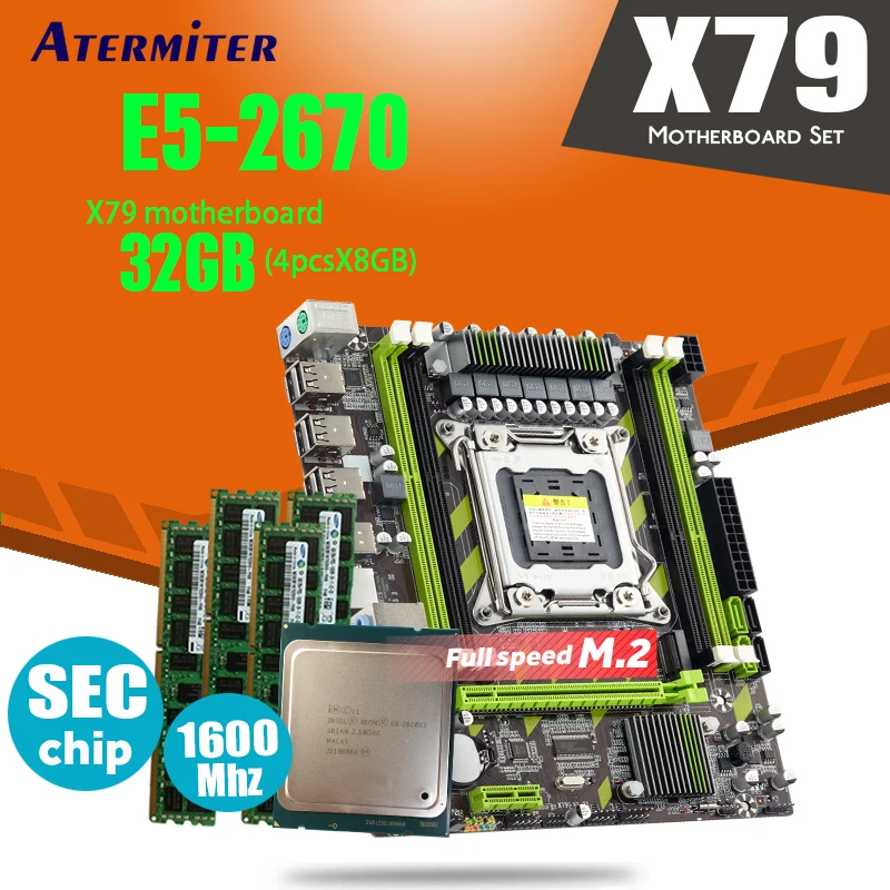 Atermiter X79 X79G motherboard LGA2011 mini ATX combos E5 2670 C2 SR0KX ...