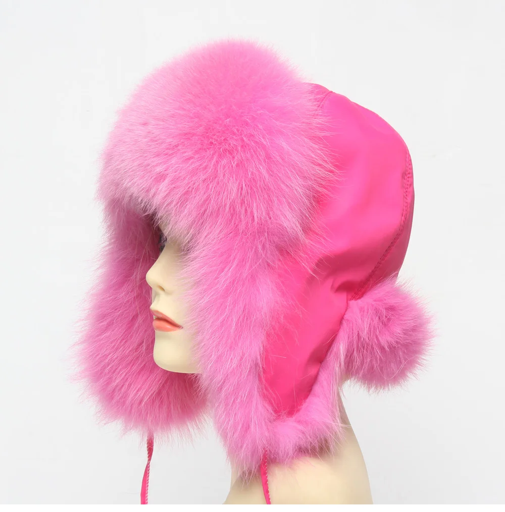 Hot Sale Genuine Fox Fur Hat Russian Women Real Fur Caps Bomber Hats 100%Natural Fox Fur Caps Fashion Fur Hat Retail wholesale