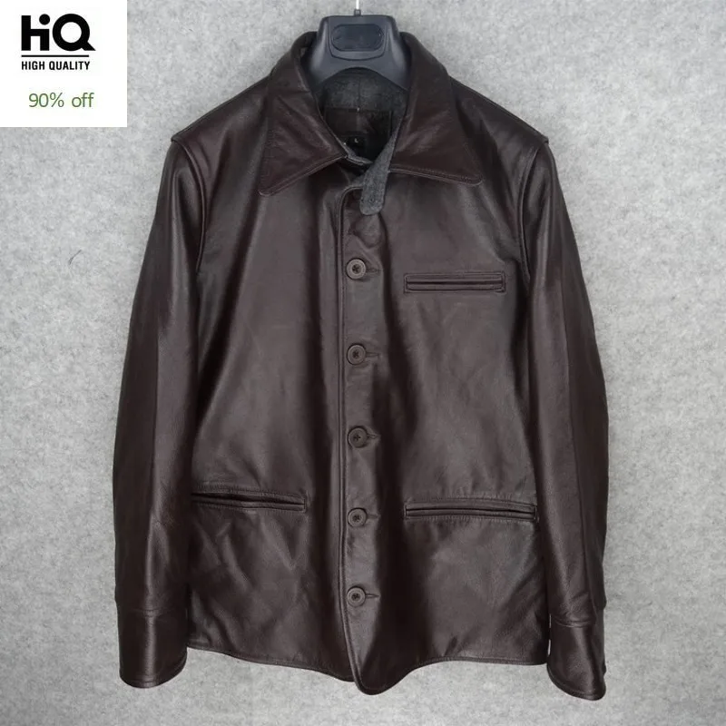 

2020 New Thick Mens Genuine Leather Jacket Autumn Winter Slim Fit Vintage Real Cowhide Leather Jacket Coats High Quality Brand