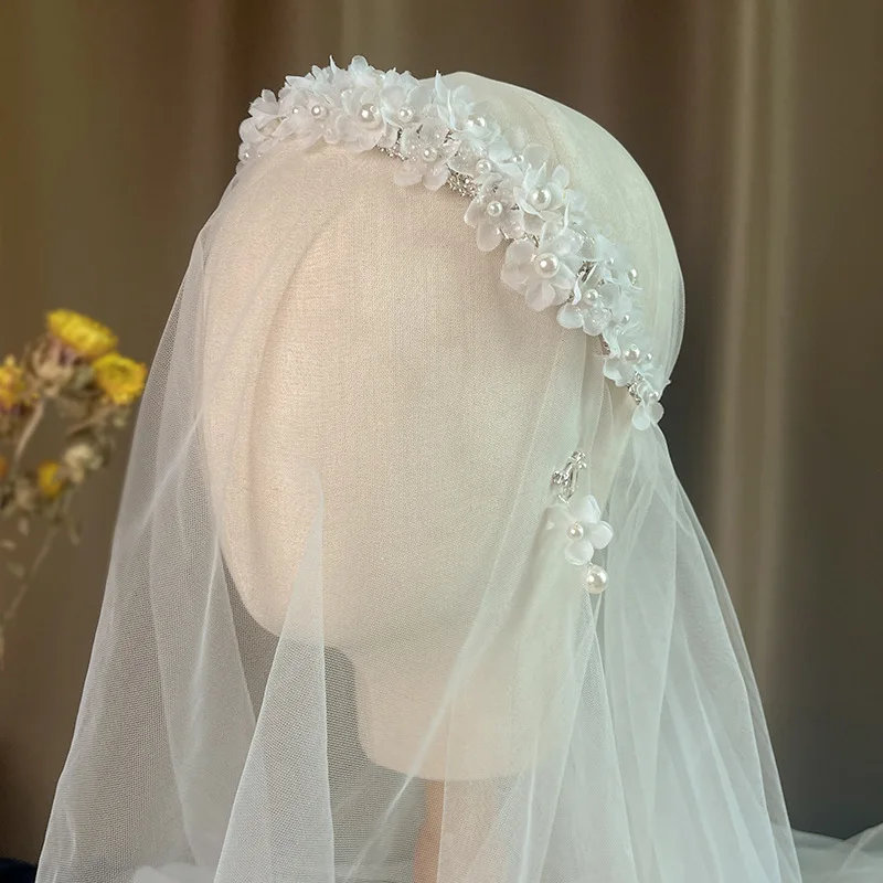 

Stunning Pearls Headband Bridal Hair Vine Tiara Jewelry Wedding Hair Accessories Rhinestone Floral Women Headwear diadema