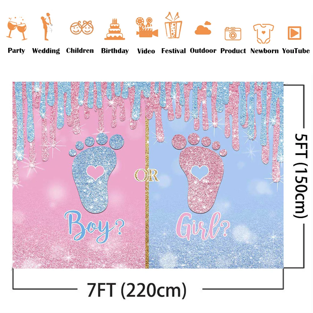 Gender Reveal Party Background Decor Newborn Baby Shower Photo Backdrop