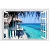 Sea view creative wall art mural Beach Palm Tree 3d fake window vinyl stickers home decoration scenery poster wallpaper 90*60cm ► Photo 3/6