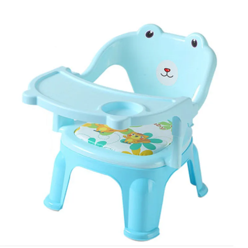 Детский обеденный стул с тарелкой для еды, маленькая скамейка для малышей, стул с мультяшным рисунком, пластиковый стул