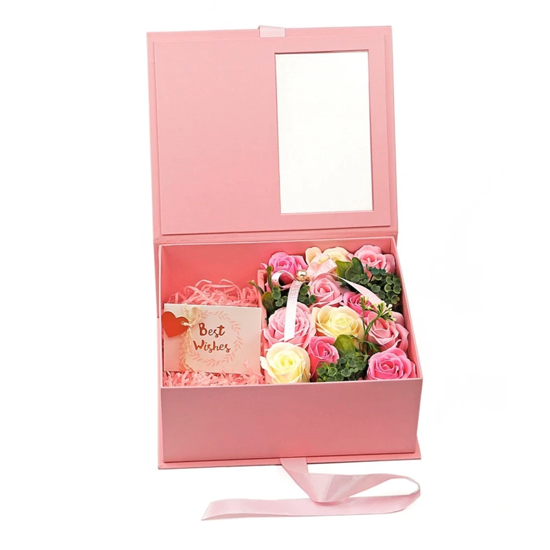 

New Soap Rose Gift Box Girlfriend Lover Christmas Artificial Flower Gift With Greet Card For Valentine's Day Gift
