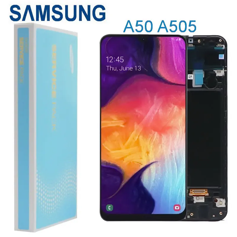Tela de Toque Assembléia com Quadro Lcd para Samsung Original Amoled Galaxy A50 A505 A505f Sm-a505fd Display Lcd Digitador 100% 6.4 1 Cheap LCDs de celular