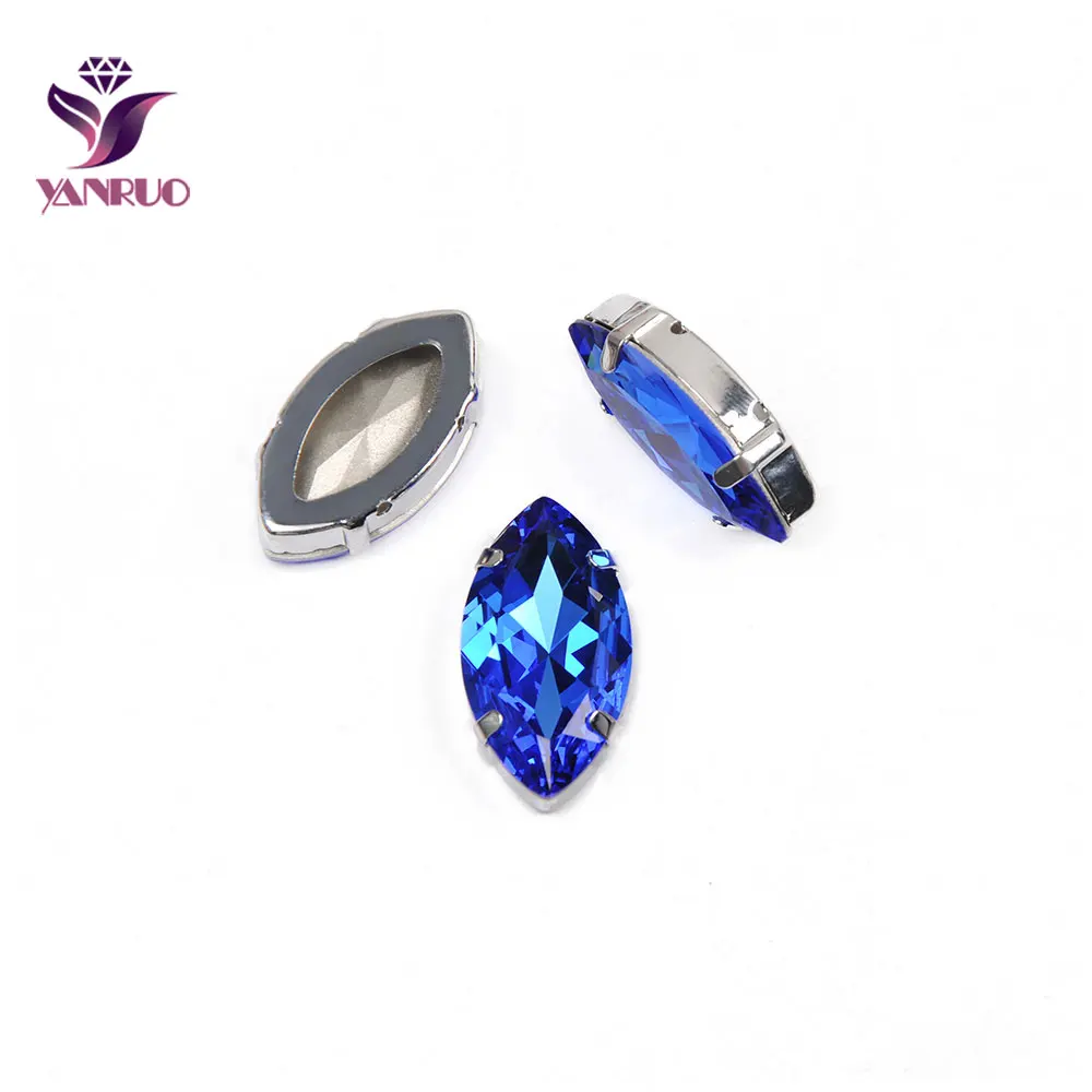 YANRUO 4227 Navette 17x32 мм пришитые камни Сделай Сам остроконечные Глаза Лошади стекло шитье стразами Кристаллы большие стразы - Цвет: Sapphire