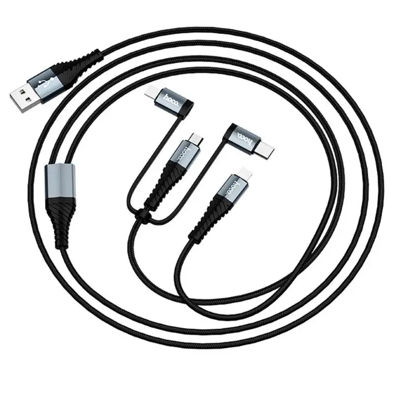 HOCO X38 4 в 1 зарядный кабель usb для Dual 8 Pin Micro usb type C для телефона