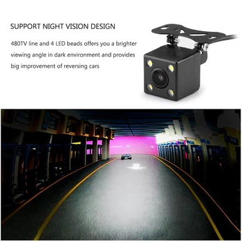 

4-LED Night Vision HD Rearview Waterproof 170 Degree Wide Angle Square Shape Car Rear View Camera CMOS IP67 Backup Camera