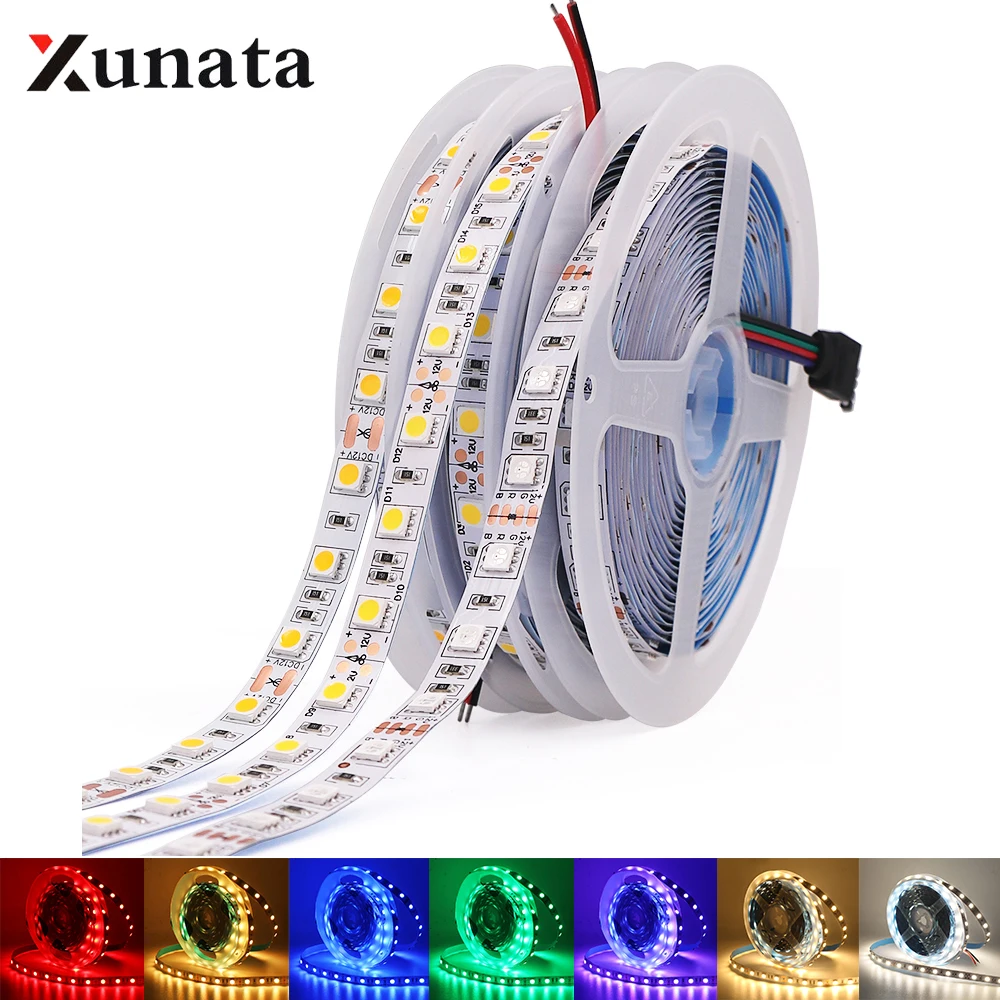 Epistar Chip SMD 5050 RGB Светодиодная лента 12 В постоянного тока сверхяркая гибкая