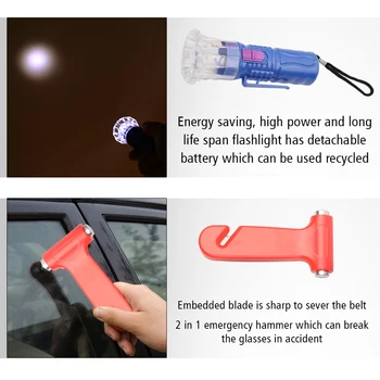 

Hot Universal Portable Lightweight Set Use Rescue Vehicle 9PCS Fuse Emergency Hammer Trailer Rope Car Emergency Kit