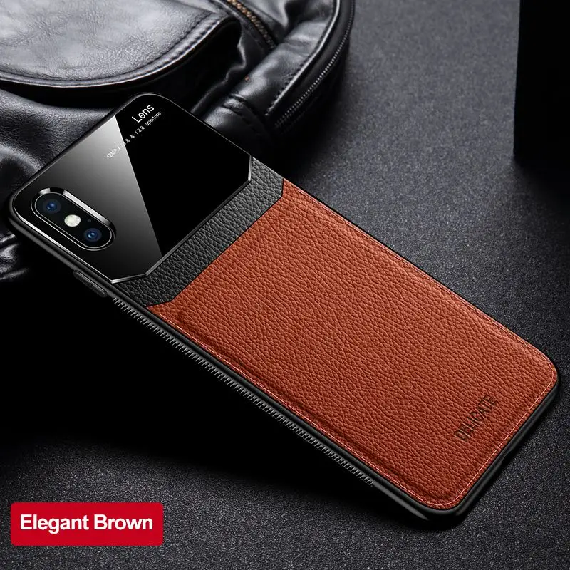 Кожаный чехол для Iphone X Xr, для Iphone 7, 8, 7 plus, 8 Plus, из искусственной кожи, анти-осенний чехол для Iphone Xs max, роскошный, 11 Pro, Max, зеркальный - Цвет: brown