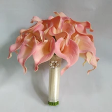 Свадебный букет Розовый Калла лилии свадебные цветы реальные цветы центральные Румяна розовые букеты