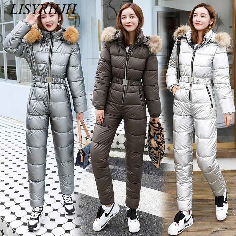 Mono de esquí de invierno para mujer, traje de nieve deportivo al aire  libre, abrigo de cuello de lana sintética, sudaderas con capucha, chaquetas  y pantalones de esquí - AliExpress