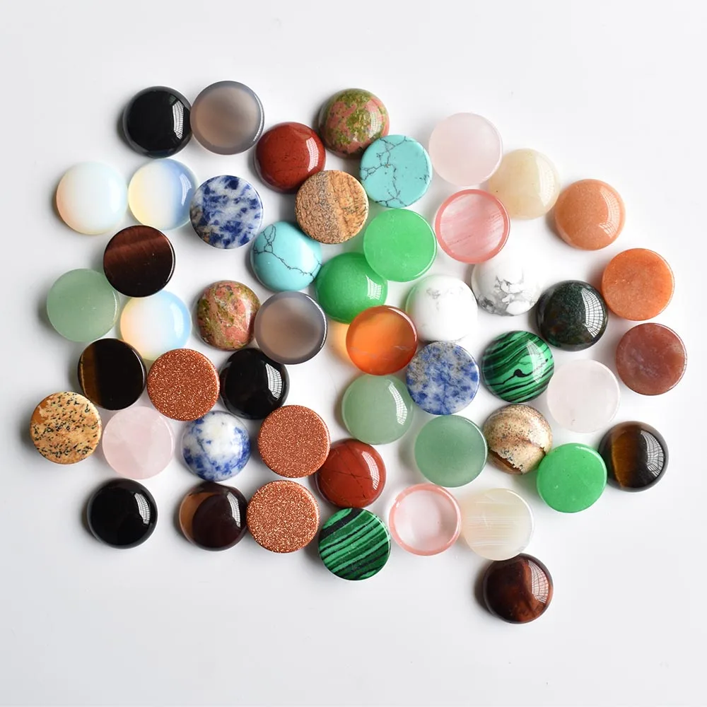 

Wholesale 50pcs/lot fashion good quality assorted natural stone mix round cabochon stone beads 16mm for jewelry making free