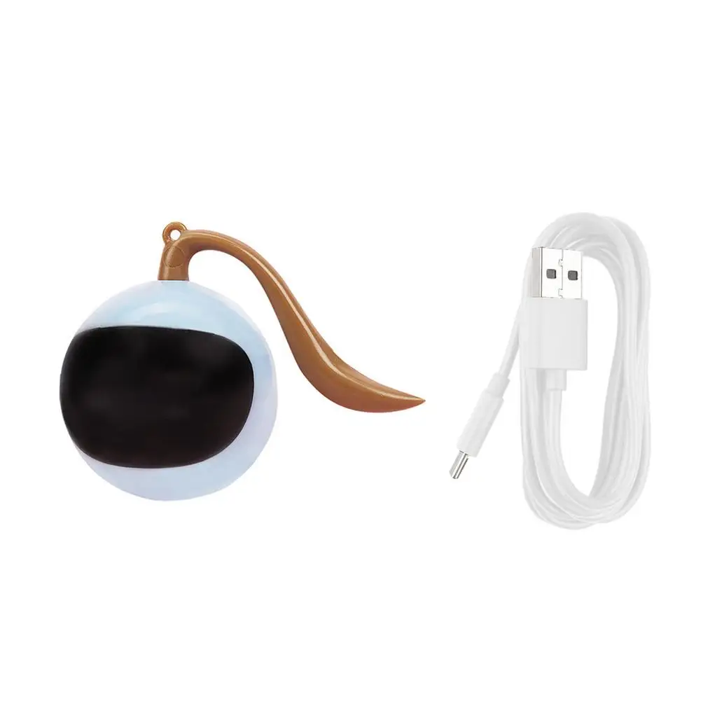 Interactive Electronic Self Rotating Roll Ball with Color-changing Light Smart Cat Toy Pet Cat Toy Automatic USB Ball for Cat