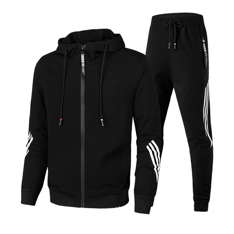 Solid Color Men's 2 Pieces Sportwear Set - Image 2