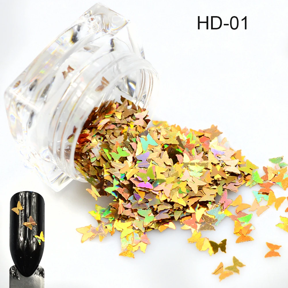 1 шт Блестки для ногтей блестки в форме бабочки Разноцветные косметические гелевые ногти художественные талисманы блестящая блестка блестки DIY 3D Декор SAHD01-05