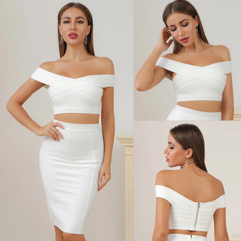 

AI RUI SHI STORE 2020 New dress European and American new one line neck sexy low chest and hip Mini Dress