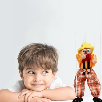 

Original Clown Hand Marionette Puppet Toys Children's Wooden Colorful Marionette Puppet Doll Parent-Child Interactive Kids Toys