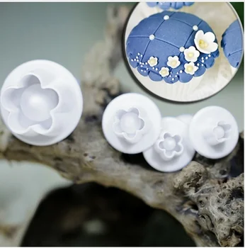 

Easy to clean 4pcs/set flower plum blossom plunger molds c ake tool cutter decoration kitchenware tool 70