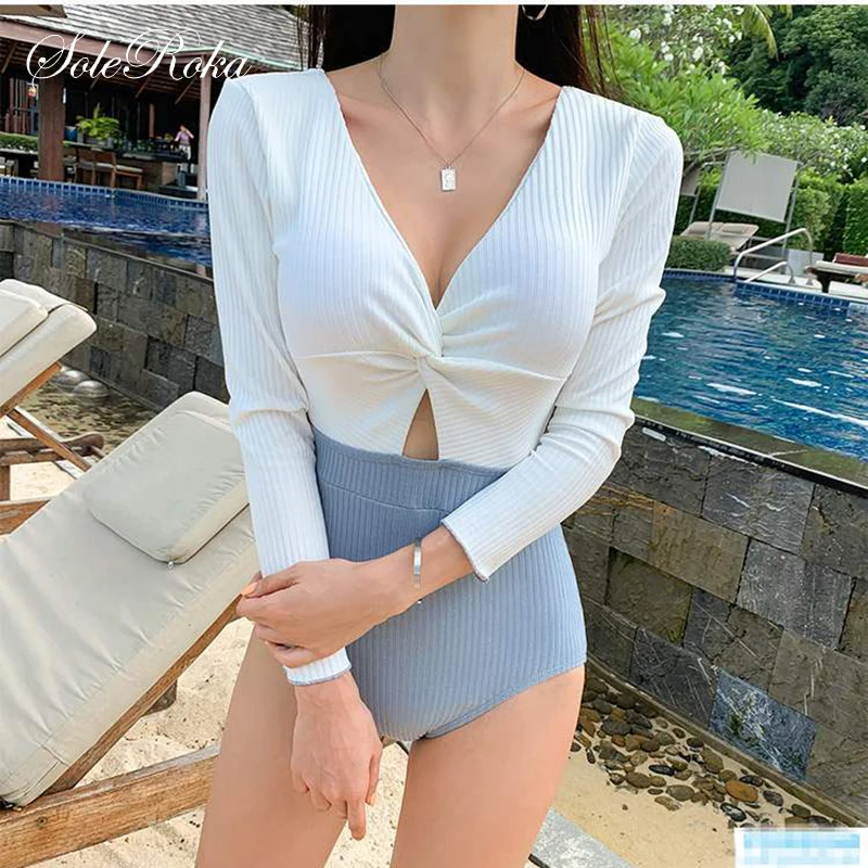 Swimwear Women One Piece Swimsuit Long Sleeve Swimwear Female Swimming Suits Swim Dresses Women Bathing Suit Summer Beach Wear