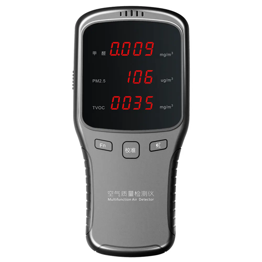 

Air Quality Detector Silver Gray Practical PM2.5 Smog Detector Formaldehyde Detector Gas Detection Household LED Display ABS