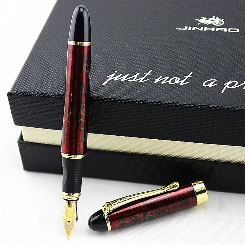 Jinhao X450 Роскошная красная с черной линией перьевая ручка высокого качества металлические чернильные ручки для офисных принадлежностей школьные принадлежности