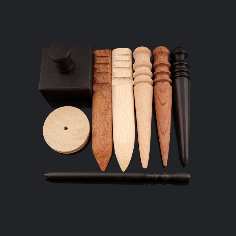 Handmade Multi-Size Burnishing Rod for Leather Craft Edges Slicker Round Wood DIY Leathercraft Tool for handwork leather craft leather craft tools
